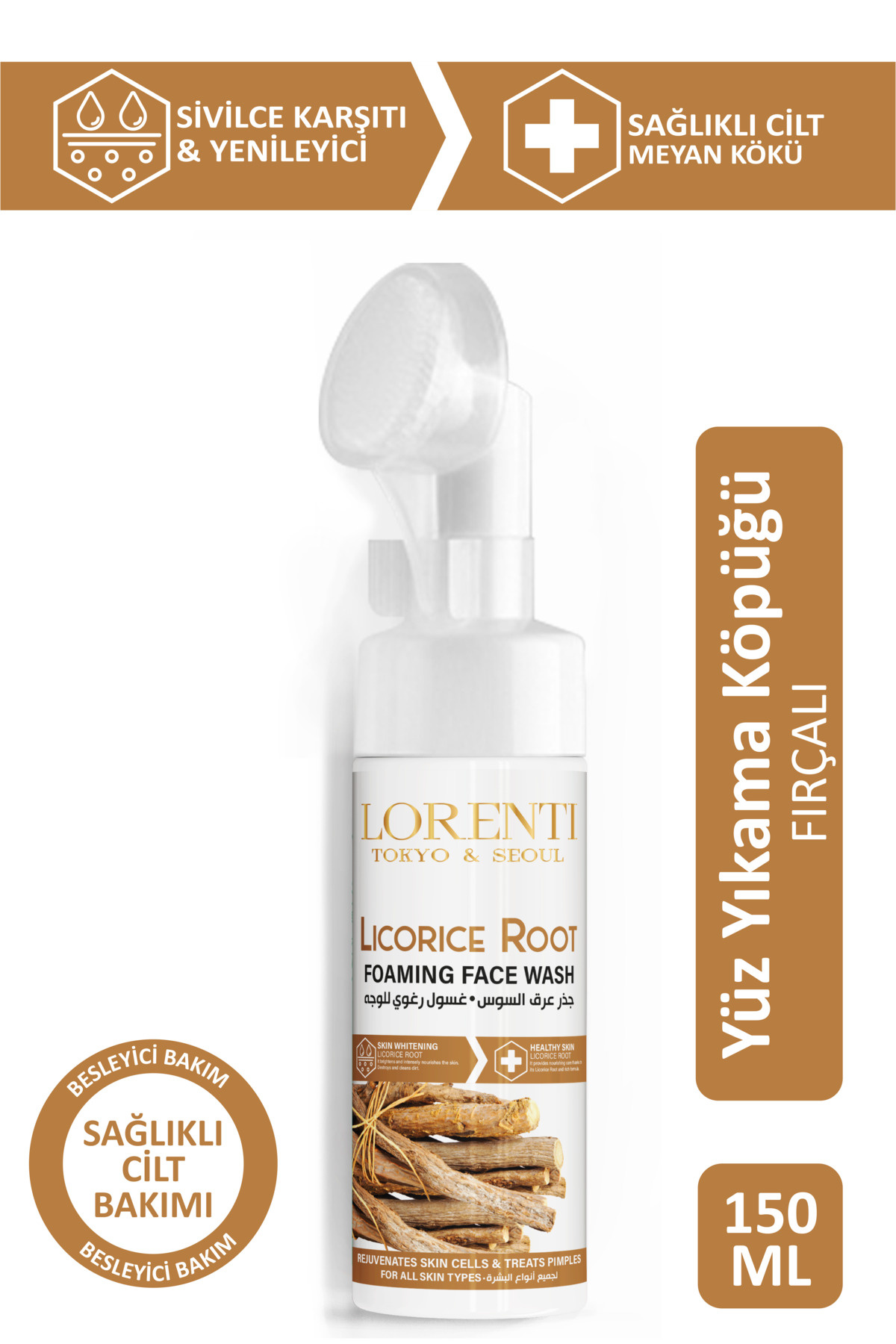 LORENTİ Anti-Acne and Renewing Facial Cleansing Foam with Brush 150ml