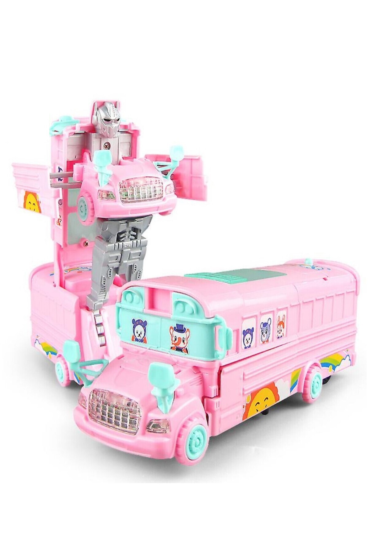 Hyd Oyuncak Otobüs Okul Otobüsü Trasformace Robota Dönüşen Pilli Işıklı Müzikli Araba fotoğrafı 2 (önizleme)