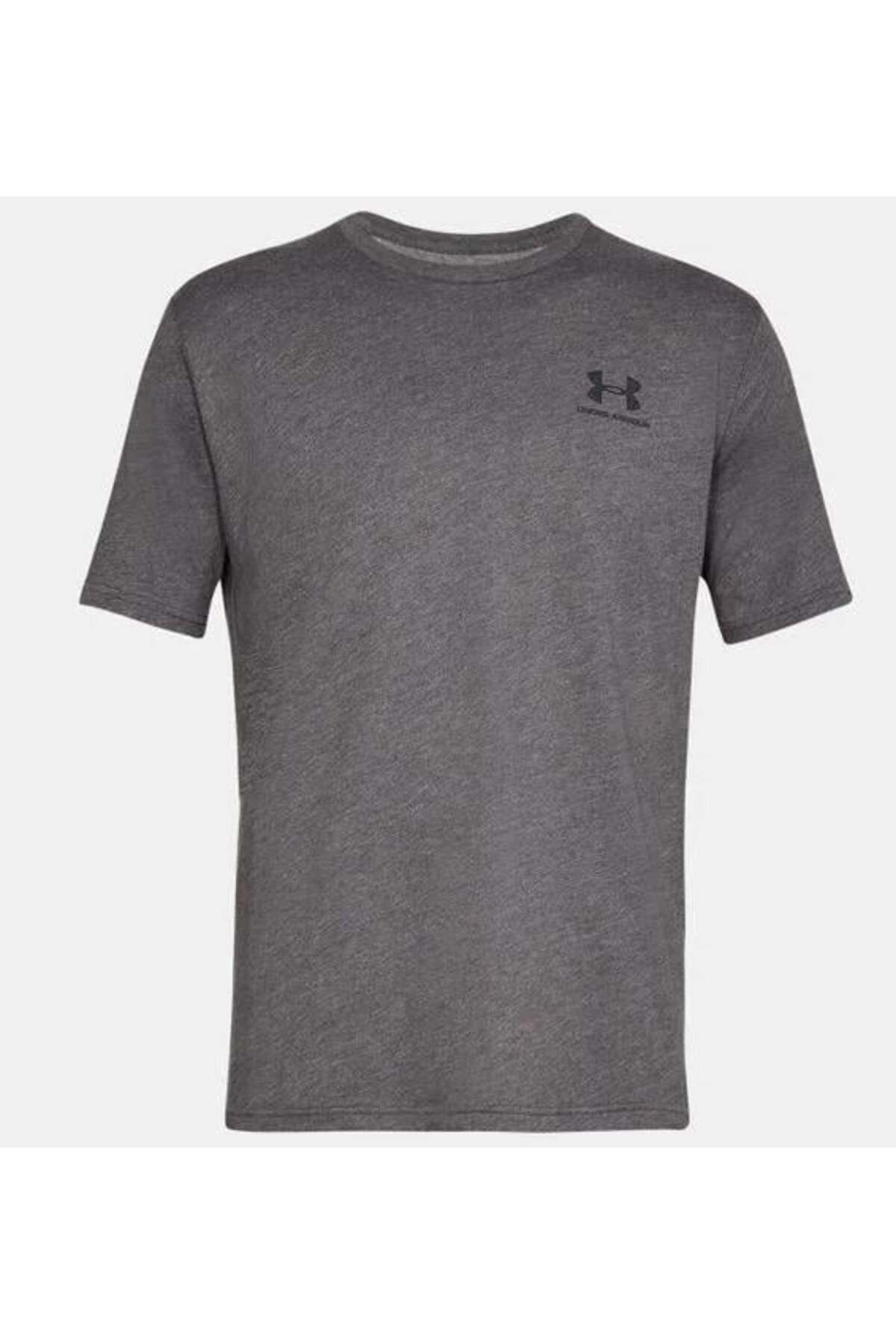 تی شرت ورزشی خاکستری مردانه آستین کوتاه قفسه سینه در سمت چپ UA 1326799 019 Under Armour