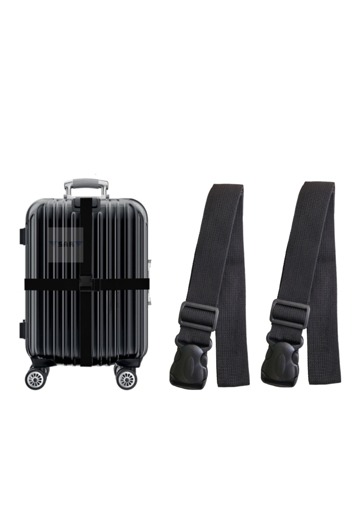 SAR  2 Adet Valiz Bavul Emniyet Kemeri Siyah