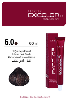 Exicolor 6.0 YOĞUN KOYU KUMRAL Kalıcı Krem Saç Boyası 60ml