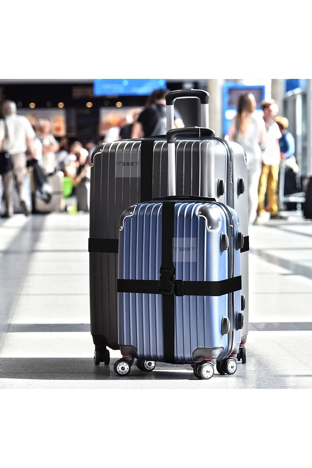 SAR  2 Adet Valiz Bavul Emniyet Kemeri Siyah - Görsel 5