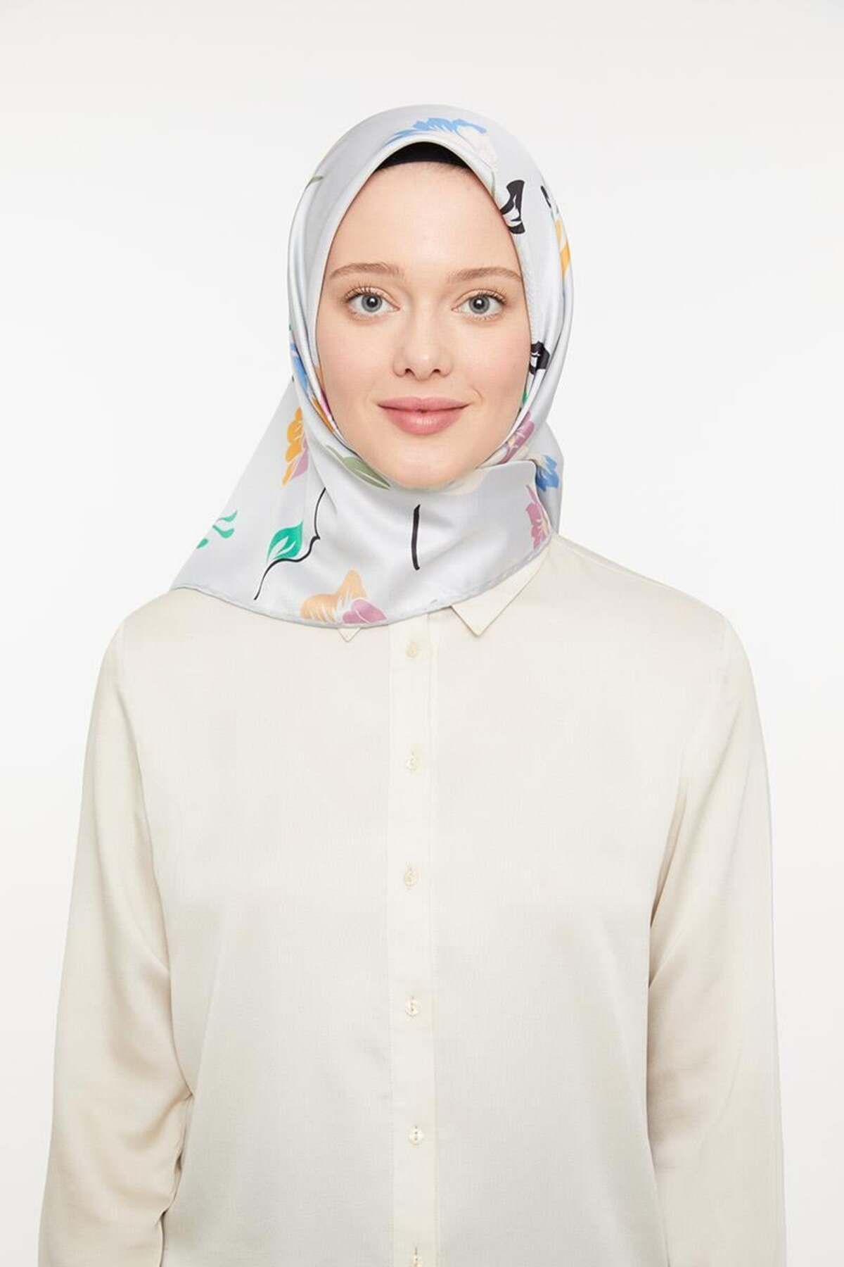 روسری خاکستری Twill Trend اورجینال Levidor