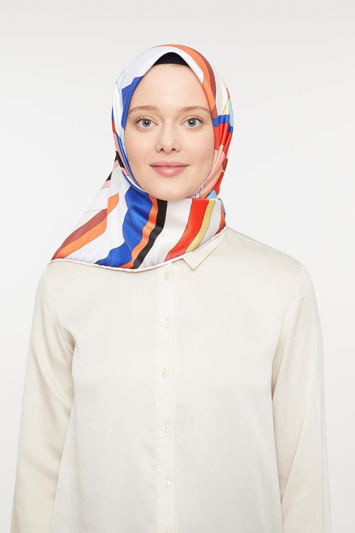 روسری نارنجی Twill Trend اورجینال Levidor