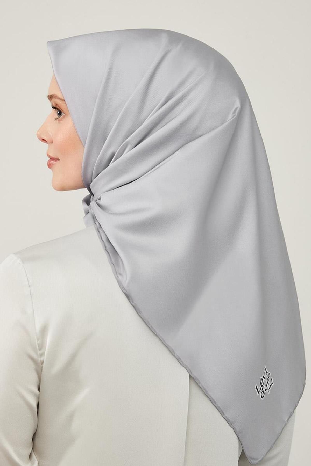 روسری خاکستری Twill Flat اورجینال Levidor