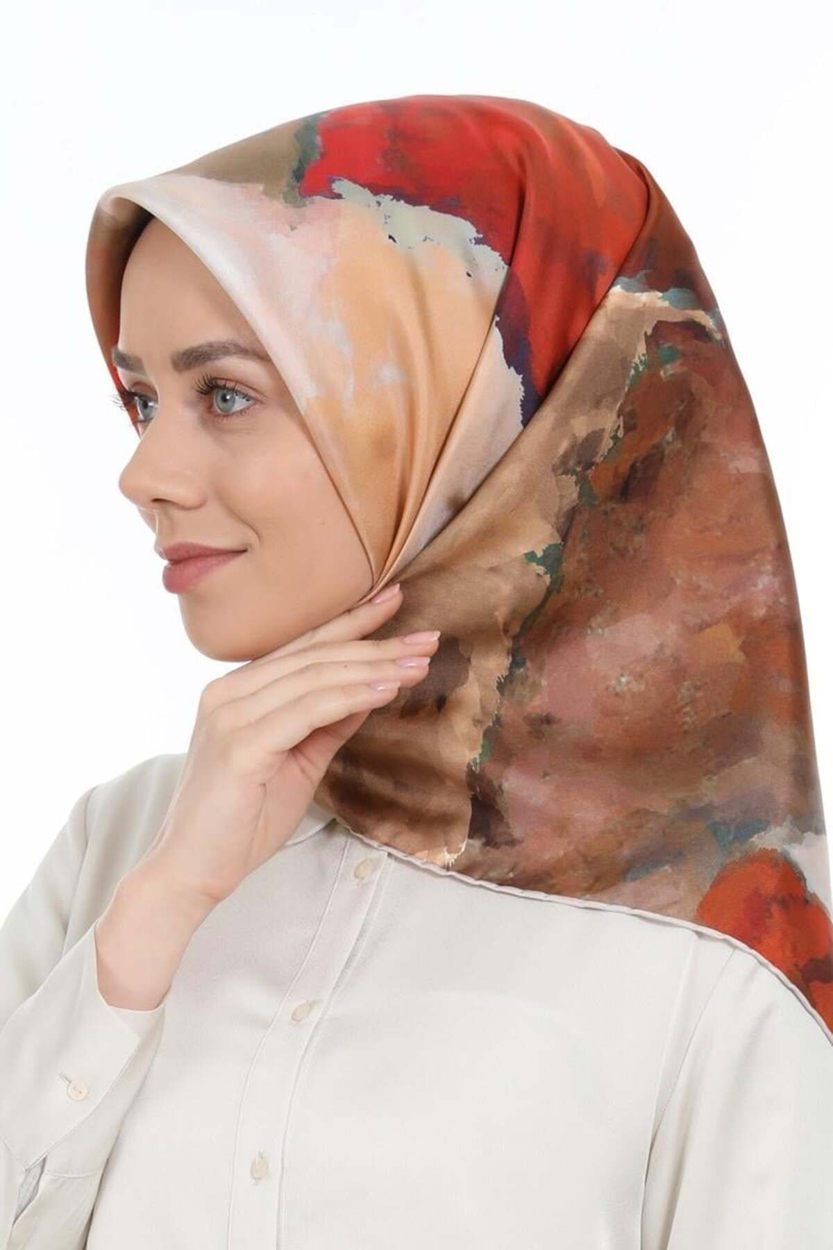 روسری چند رنگ IPEK خالص قهوه ای روشن Levidor