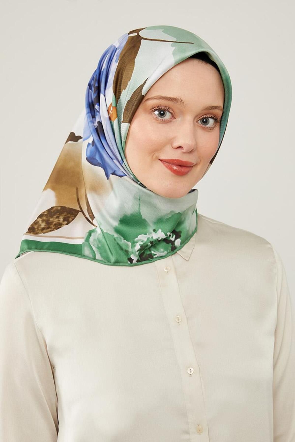 روسری سبز Twill Trend الگوی گل Levidor