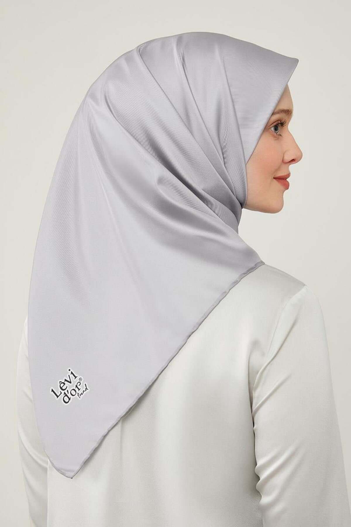 روسری خاکستری Twill Flat اورجینال Levidor