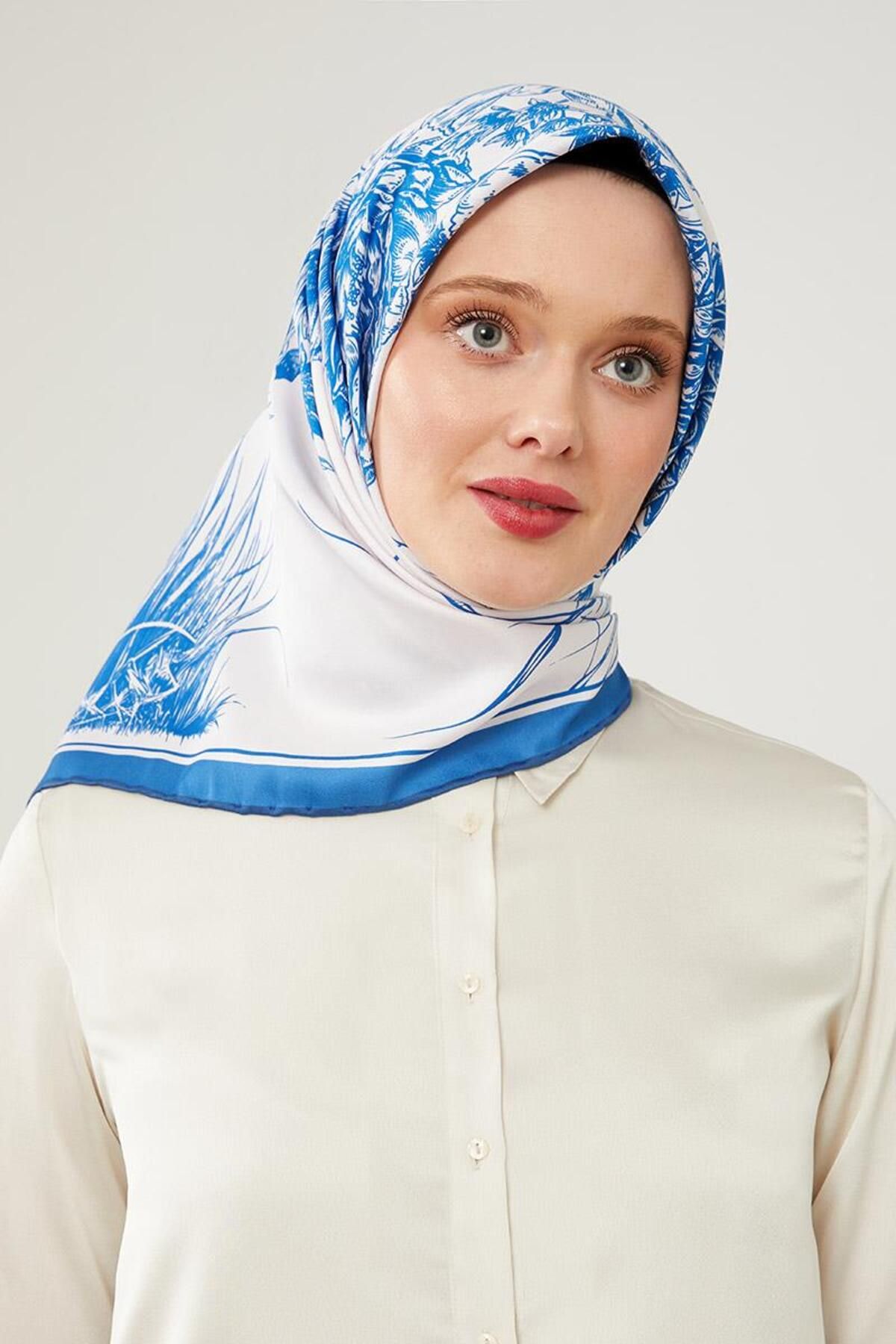 روسری آبی Twill Trend اورجینال Levidor