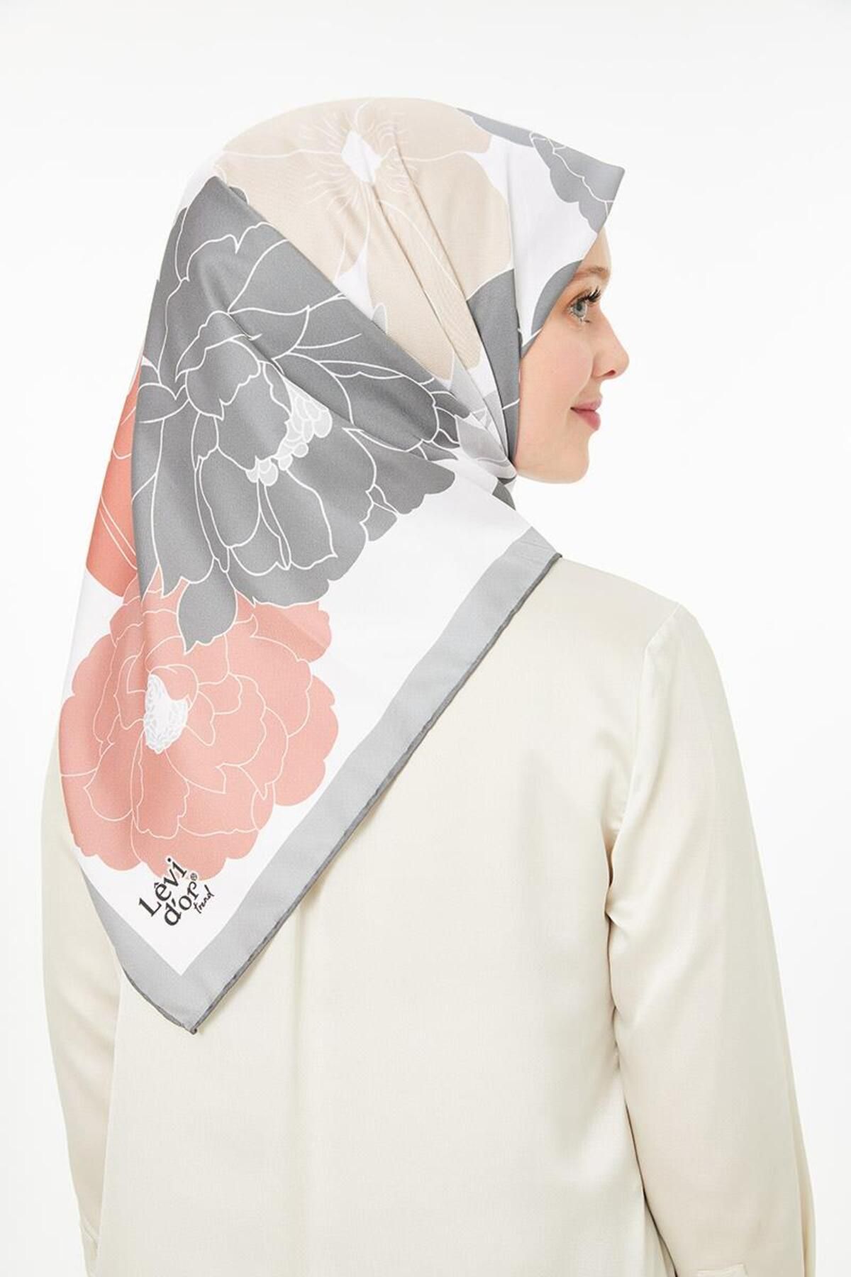 روسری خاکستری Twill Trend Grey اورجینال Levidor
