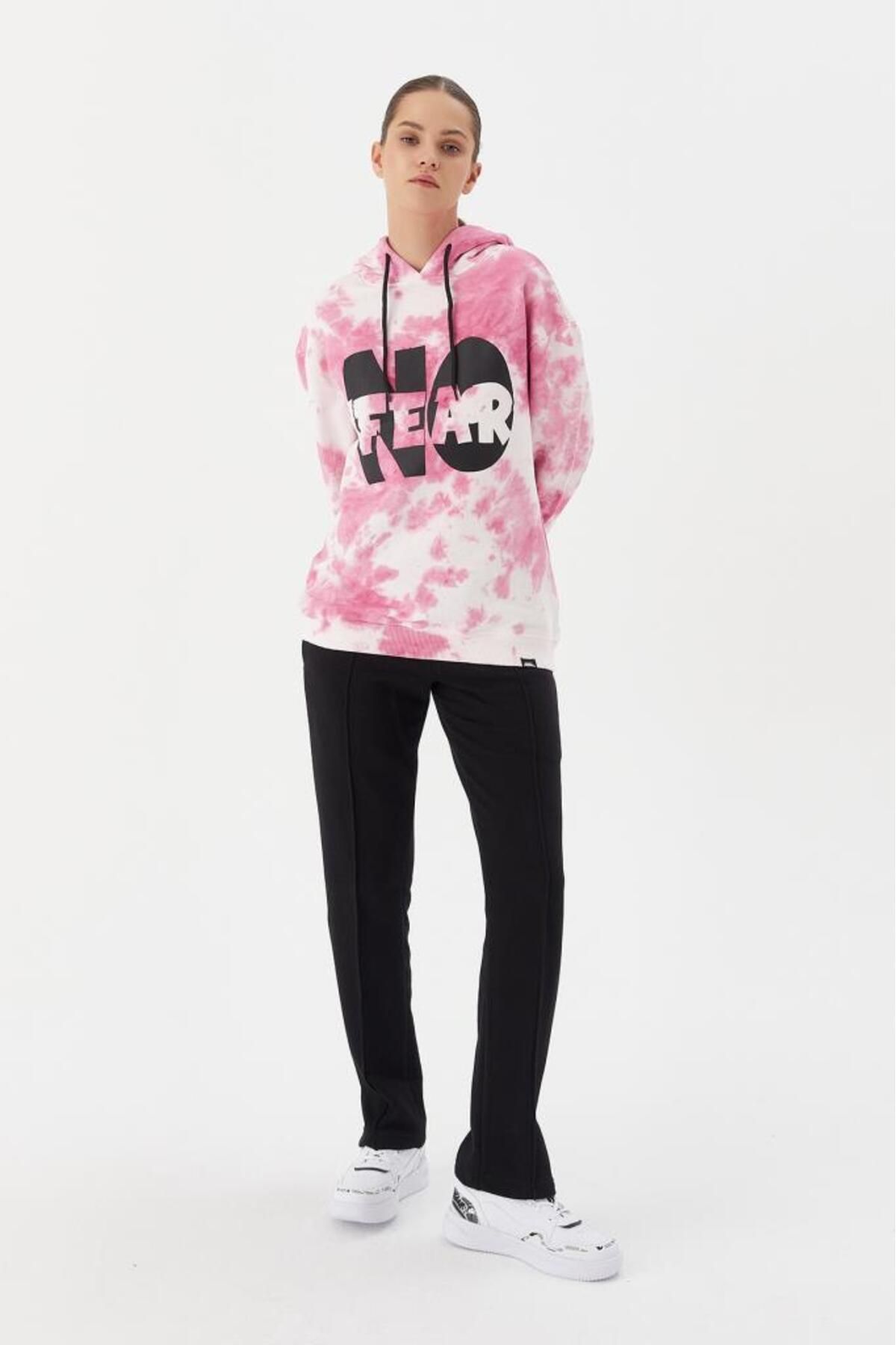 No Fear-Hanorac de damă oversize cu glugă roz Tie Dye 72480 3