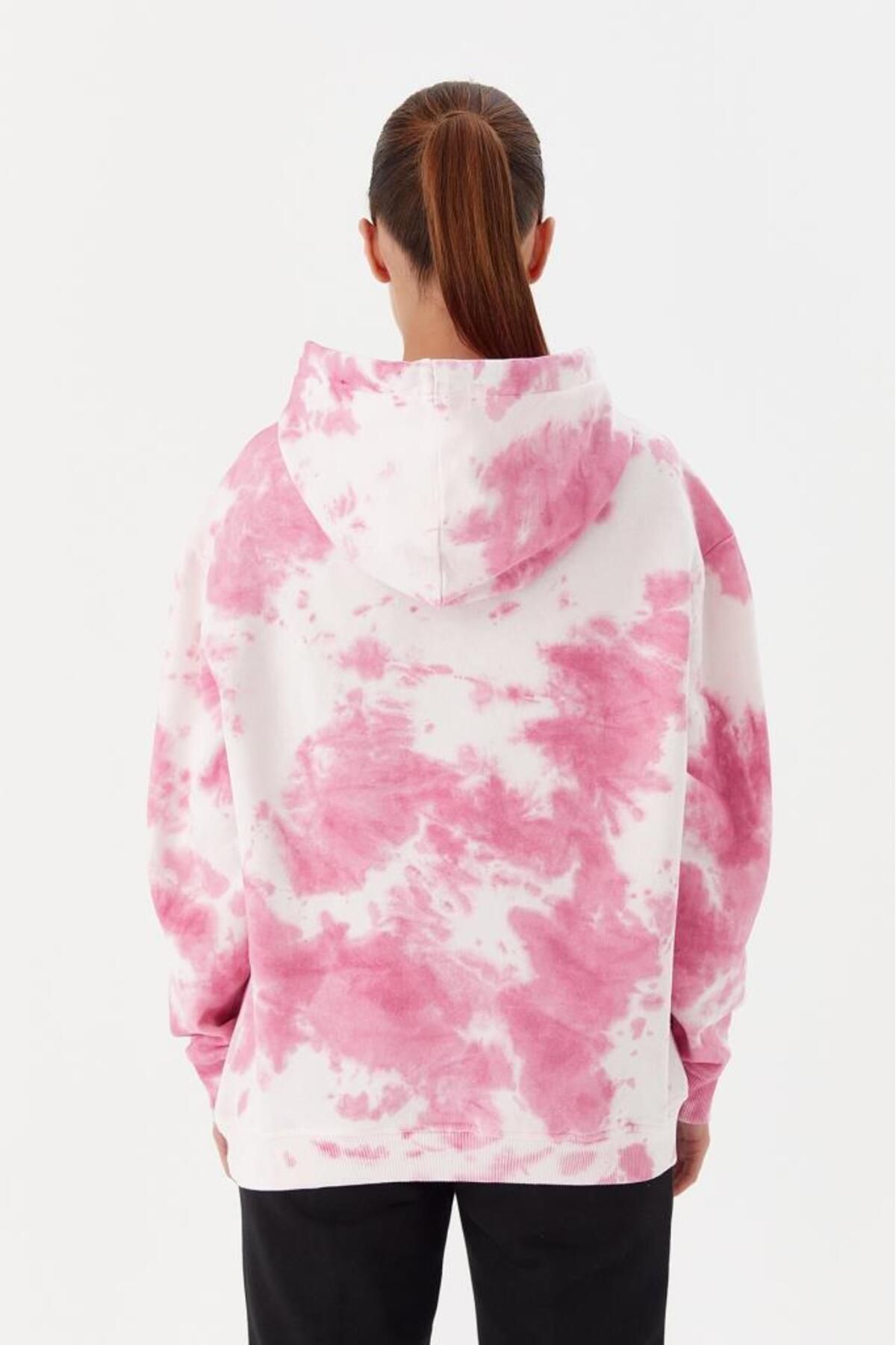 No Fear-Hanorac de damă oversize cu glugă roz Tie Dye 72480 4