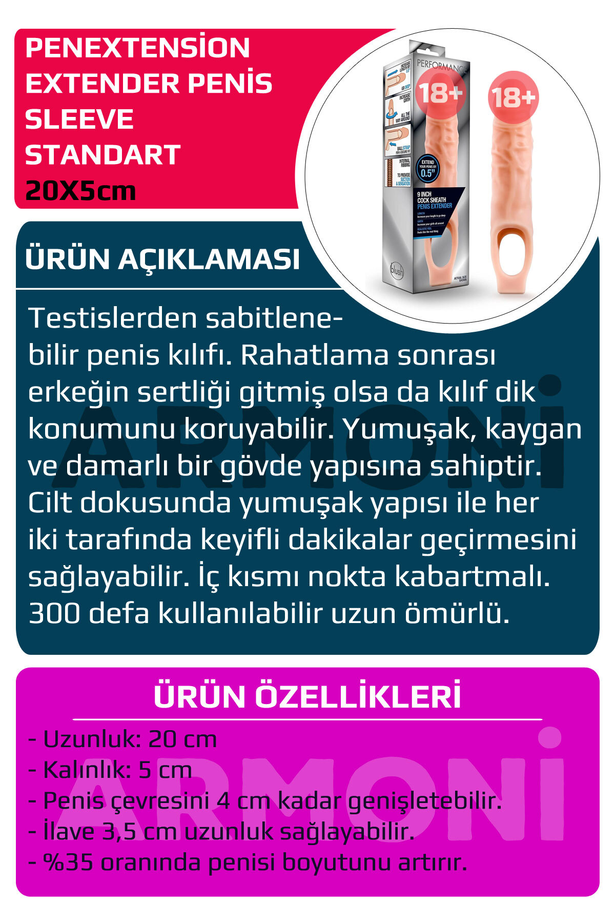 Uzatmalı Realistik Kalınlaştırıcı Penis Kılıfı 2
