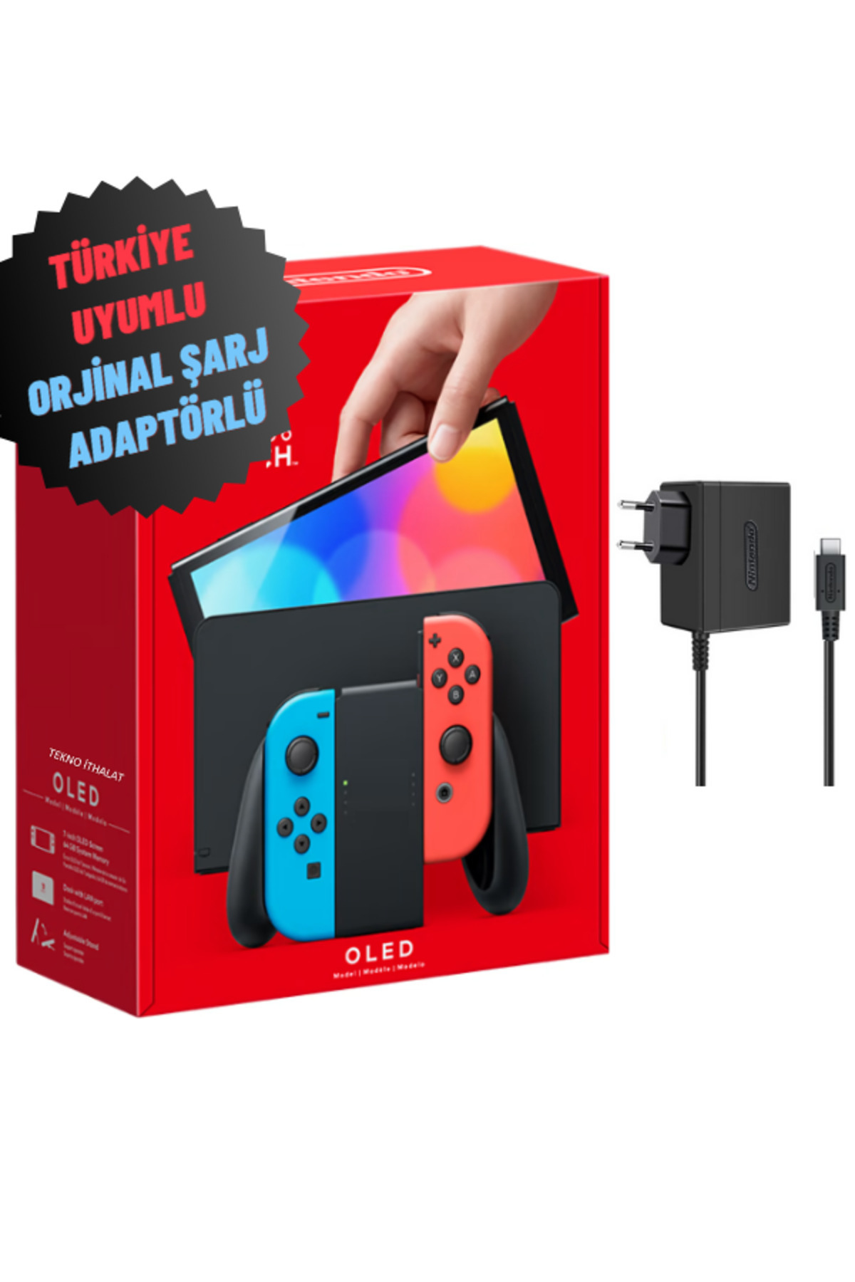 Tekno İthalat Nintendo Switch Oled 64 Gb Türkiye Uyumlu Şarj