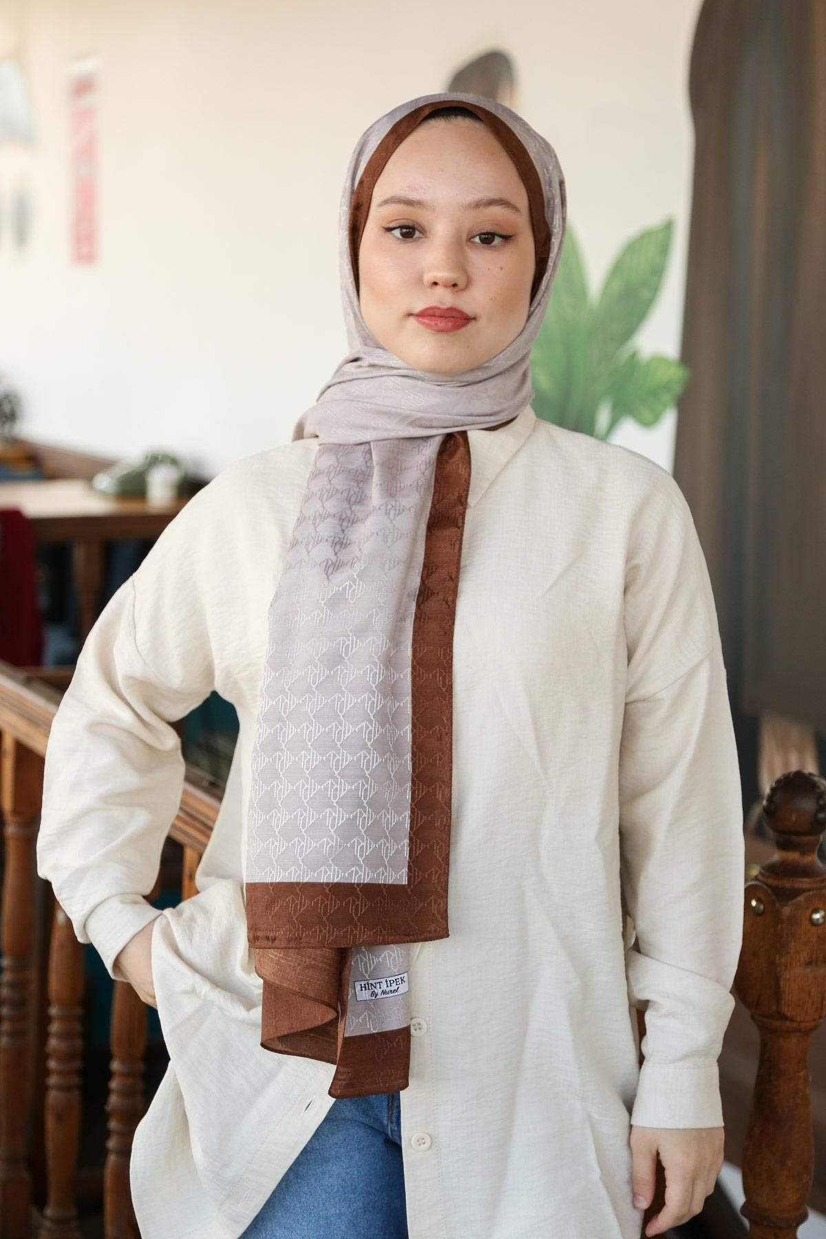 Hint İpek-Monogram Shawl MONOV06-20 3