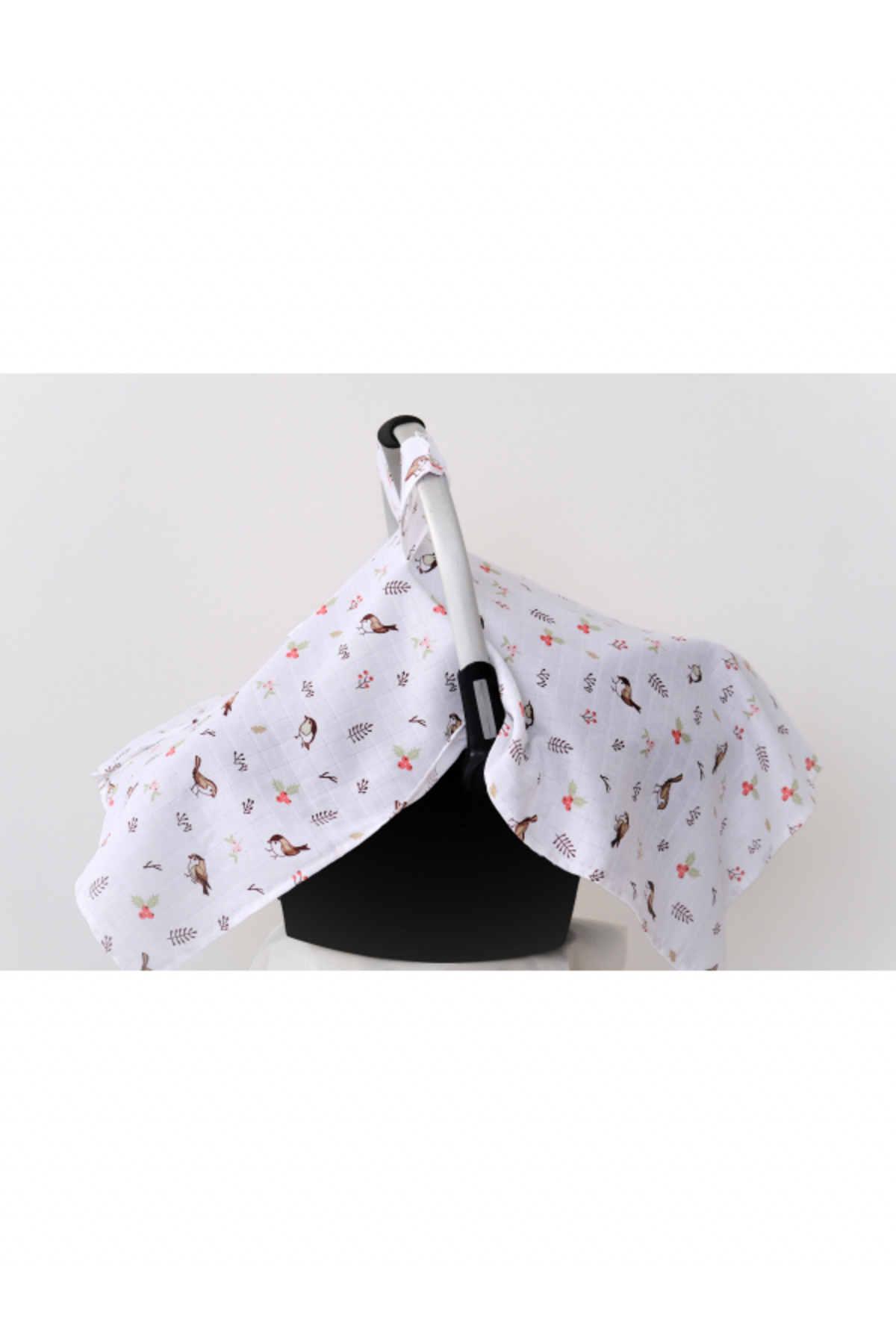 runbaby Run Baby Müslin Kumaş çıt Çıtlı Puset Örtüsü (KUŞ DESENLİ) 75x100cm fotoğrafı 3 (önizleme)