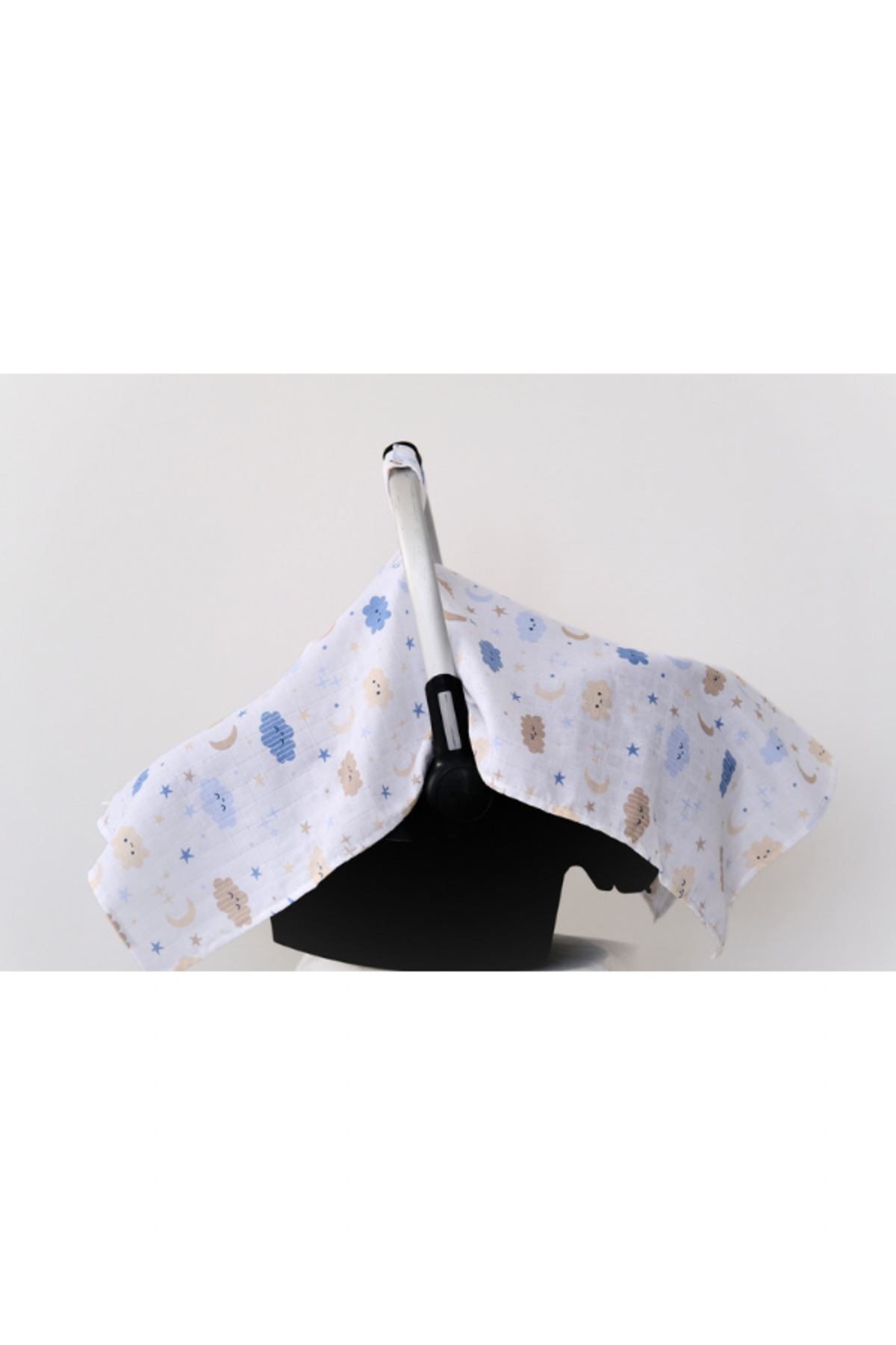 runbaby Run Baby Müslin Kumaş çıt Çıtlı Puset Örtüsü (BULUTLU DESEN) 75x100cm fotoğrafı 3 (önizleme)