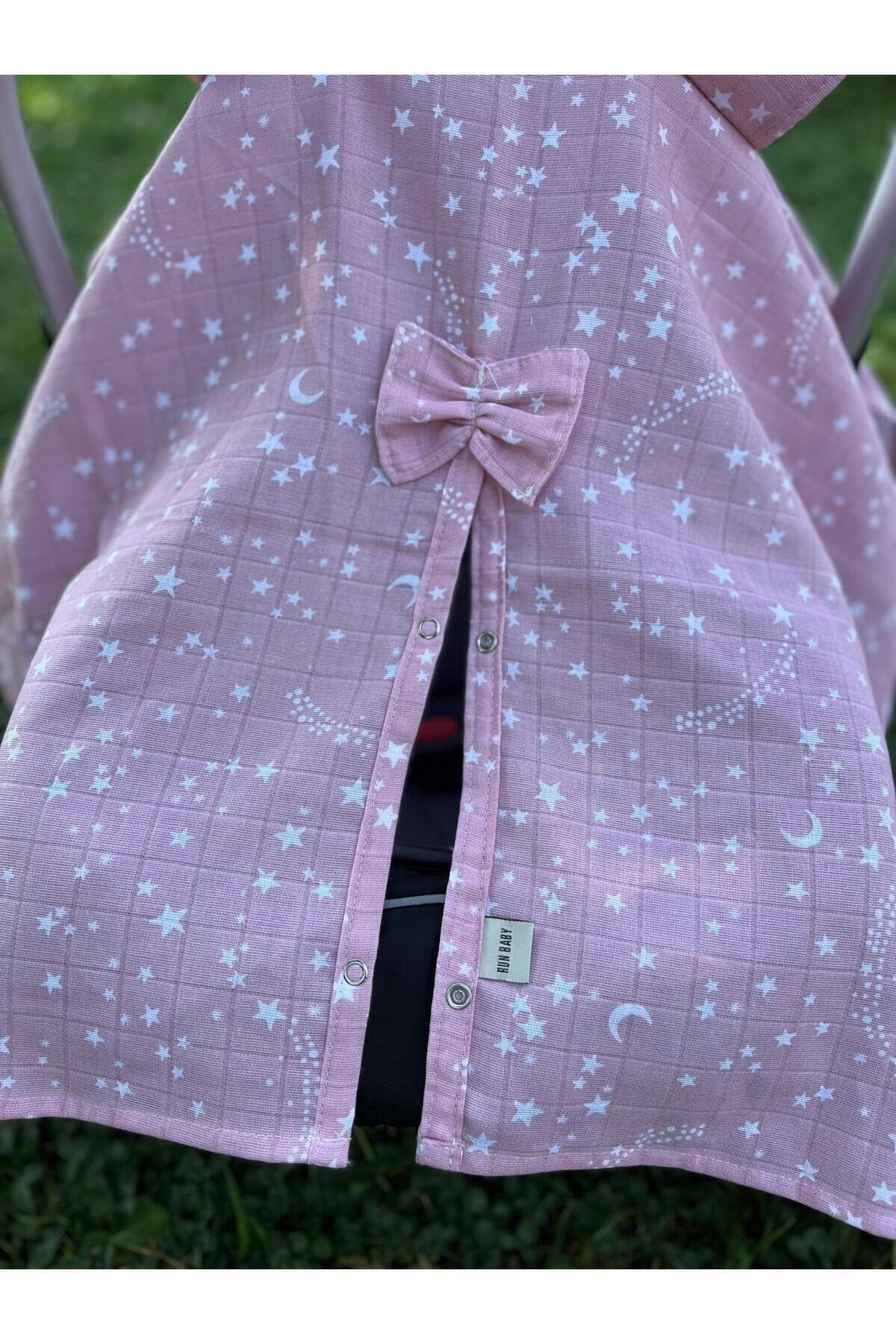 runbaby Run Baby Müslin Kumaş çıt Çıtlı Puset Örtüsü (PEMBE YILDIZ) 75x100cm fotoğrafı 6 (önizleme)