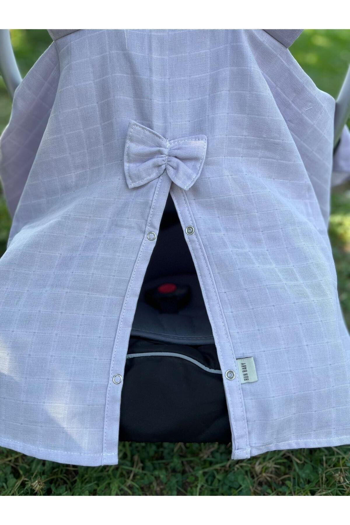 runbaby Run Baby Müslin Kumaş çıt Çıtlı Puset Örtüsü (LİLA) 75x100cm fotoğrafı 6 (önizleme)