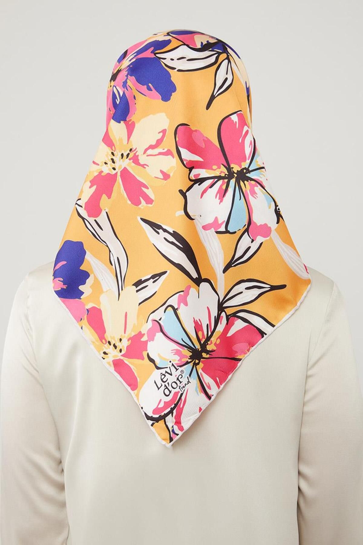 روسری نارنجی Twill Trend اورجینال Levidor