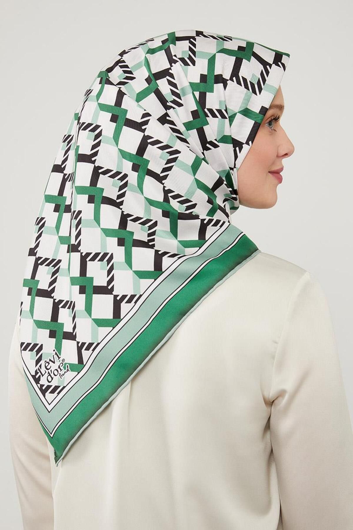 روسری سبز Twill Trendgle Triangle Green Levidor