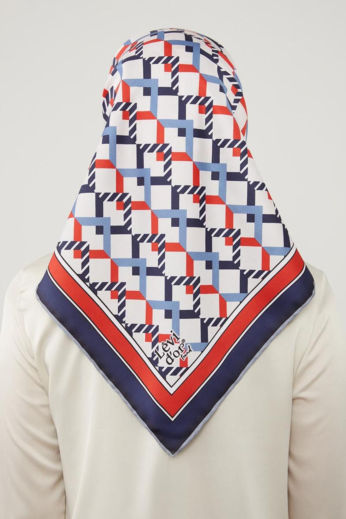 روسری آبی مثلث سرمهای Twill Trend Levidor