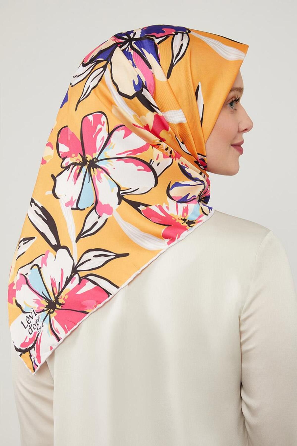 روسری نارنجی Twill Trend اورجینال Levidor