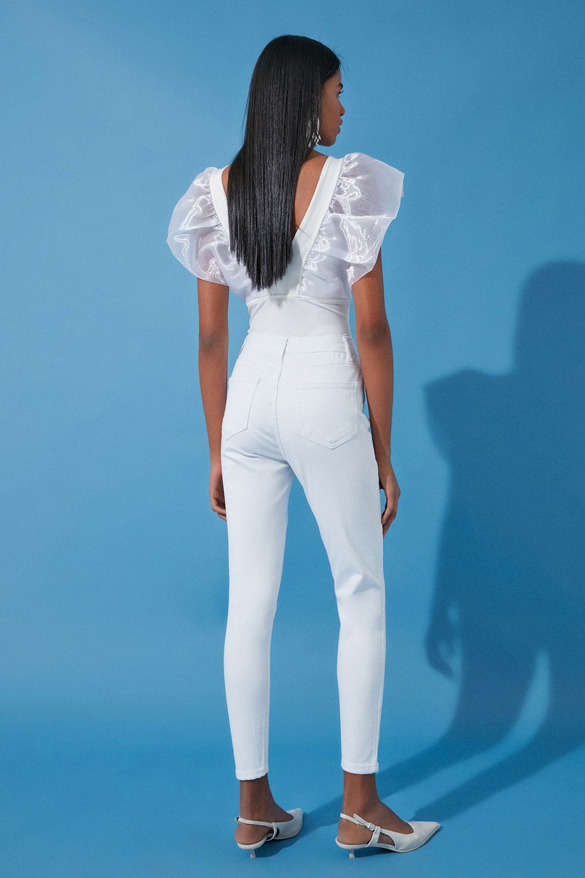 Trendyol Collection-Weiße Skinny Jeans mit hoher Taille TWOSS24JE00266 6