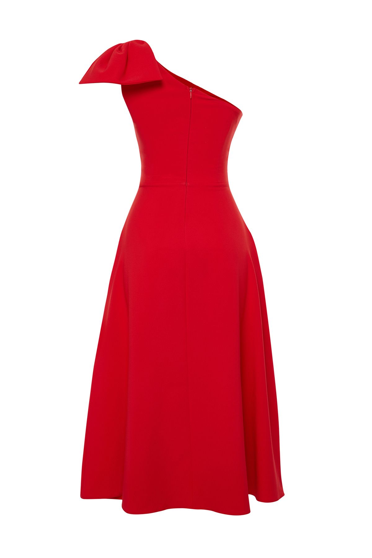 Trendyol Collection-Stylové červené večerní tkané šaty s mašlí ve střihu do A – TPRSS24EL00105 6
