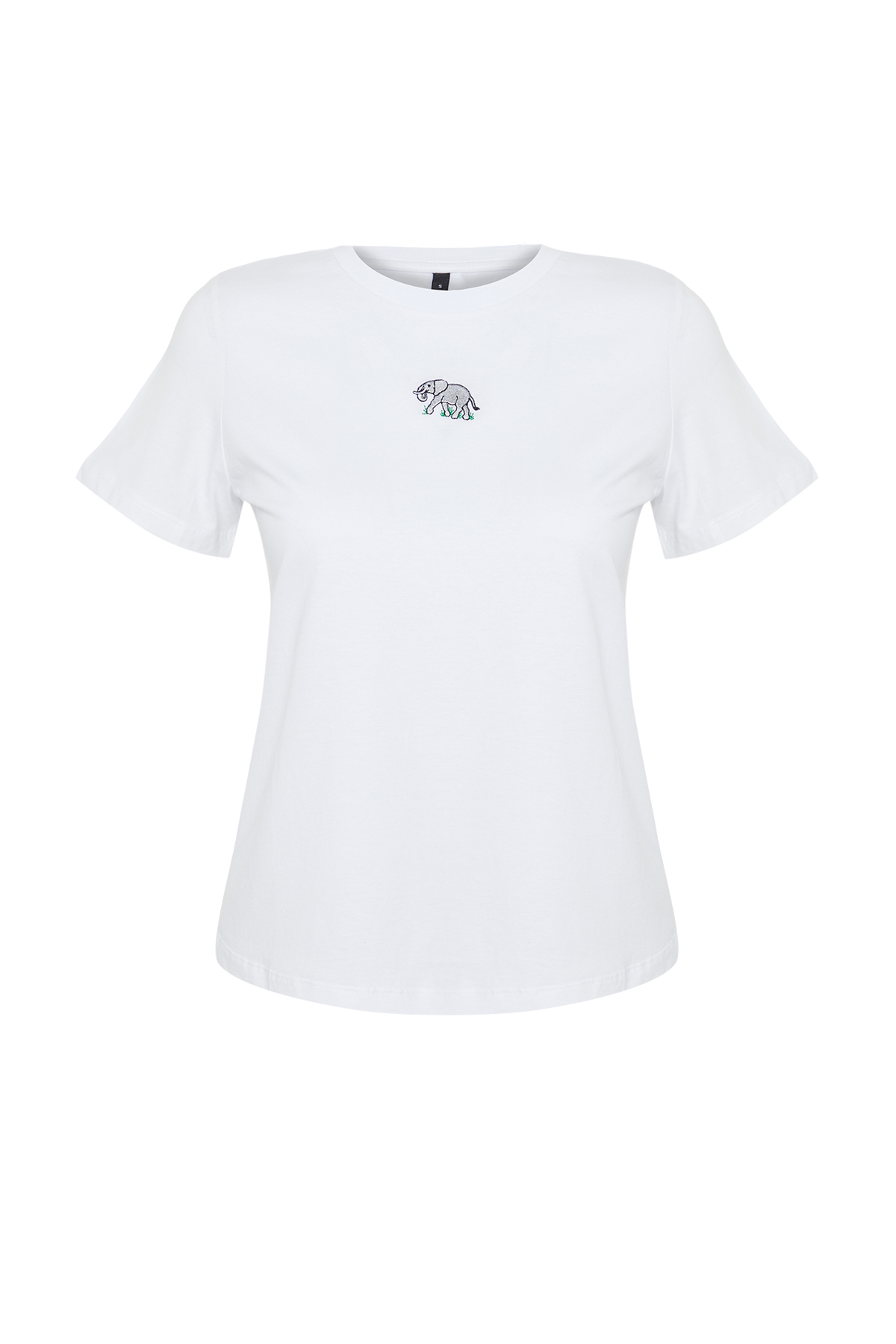 Trendyolmilla  Beyaz %100 Pamuk Nakışlı Regular/Normal Kalıp Örme T-Shirt TWOSS24TS00160 - Görsel 7