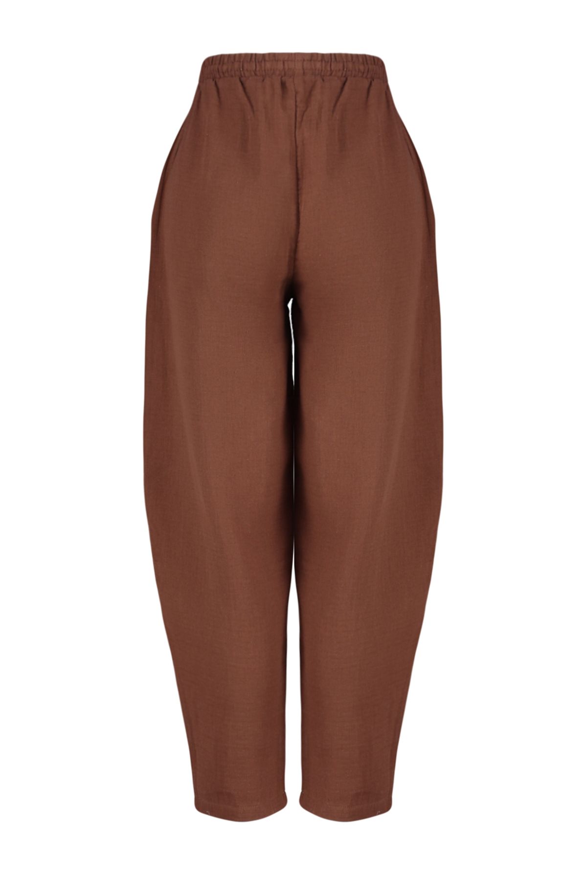 Trendyol Collection-Braune Hose aus gewebtem Musselin, 100 % Baumwolle TBESS24PL00005 8