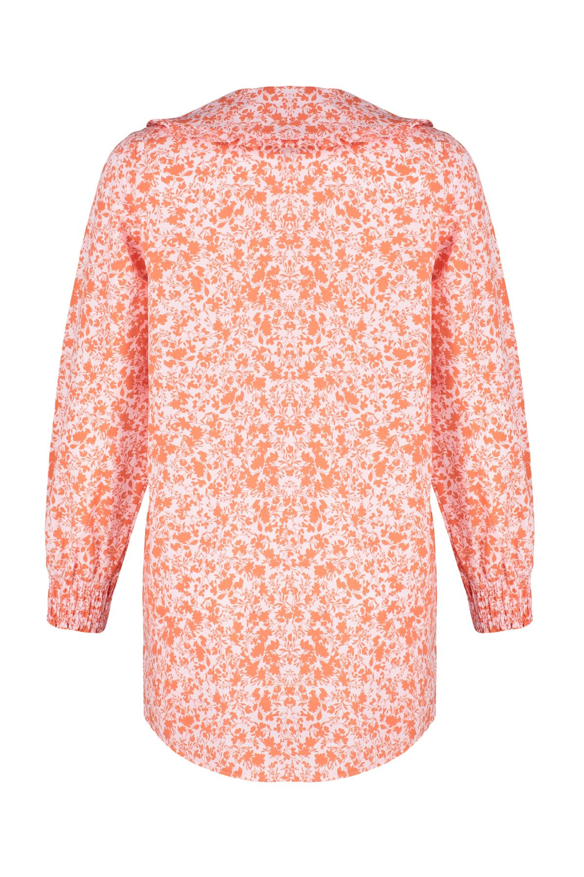 Trendyol Modest-Rotes Hemd mit gewebtem, knusprigem Blumenmuster und Babykragen TCTSS23TG00029 8
