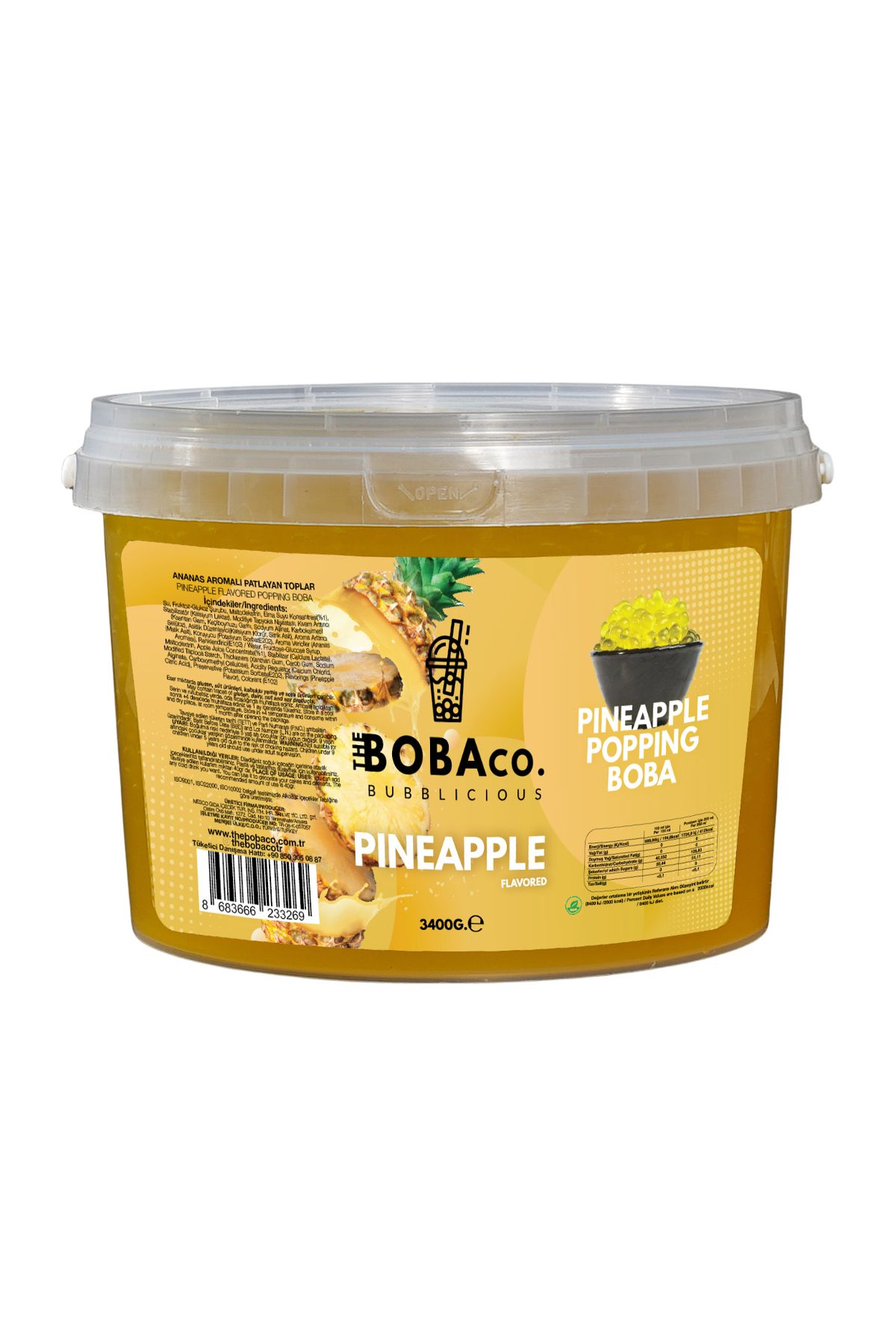 TheBobaCo. Bubblicious Bubble Tea Boba - Pineapple / Ananas 3,4kg