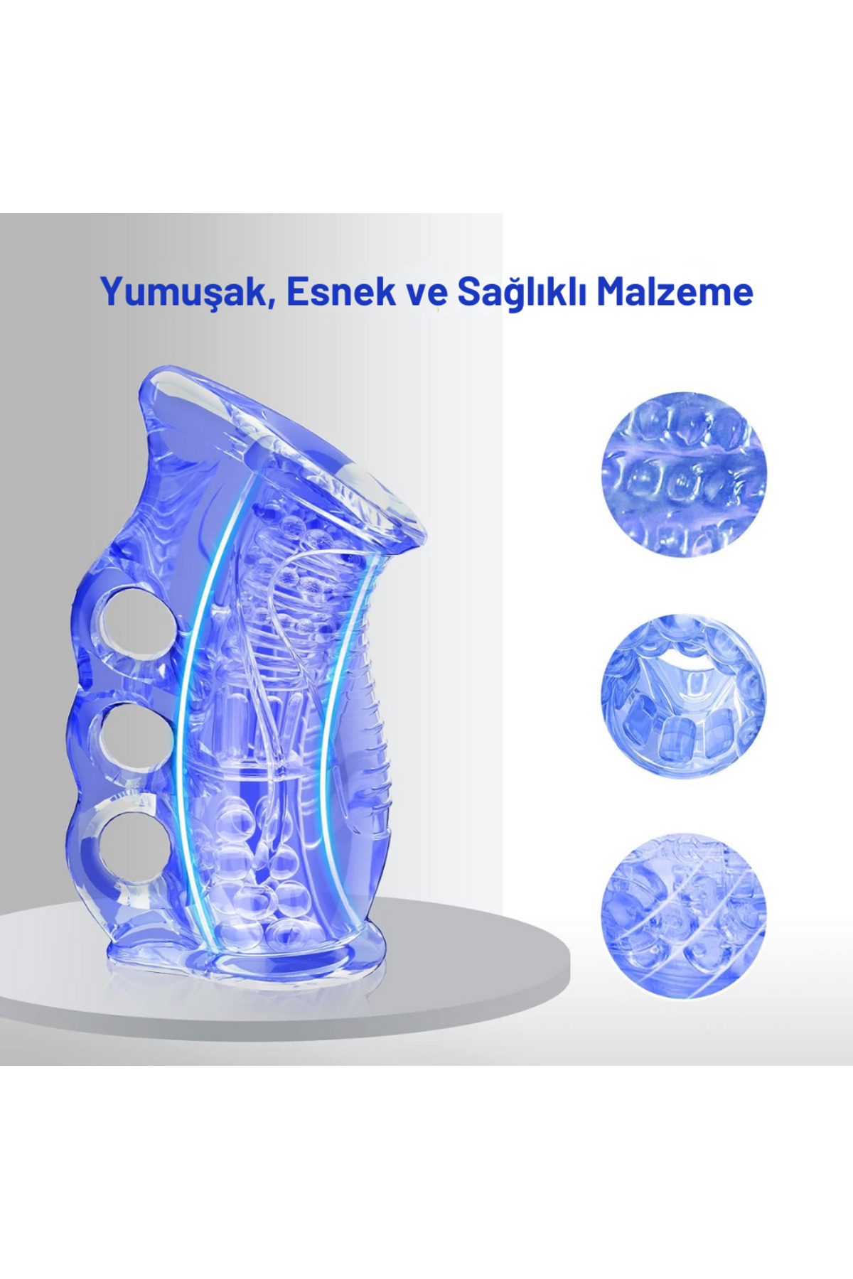 Erkek Penis Eğitim Mastürbatörü İki Tarafı Açık Uçlu Tırtıklı Stroker 3