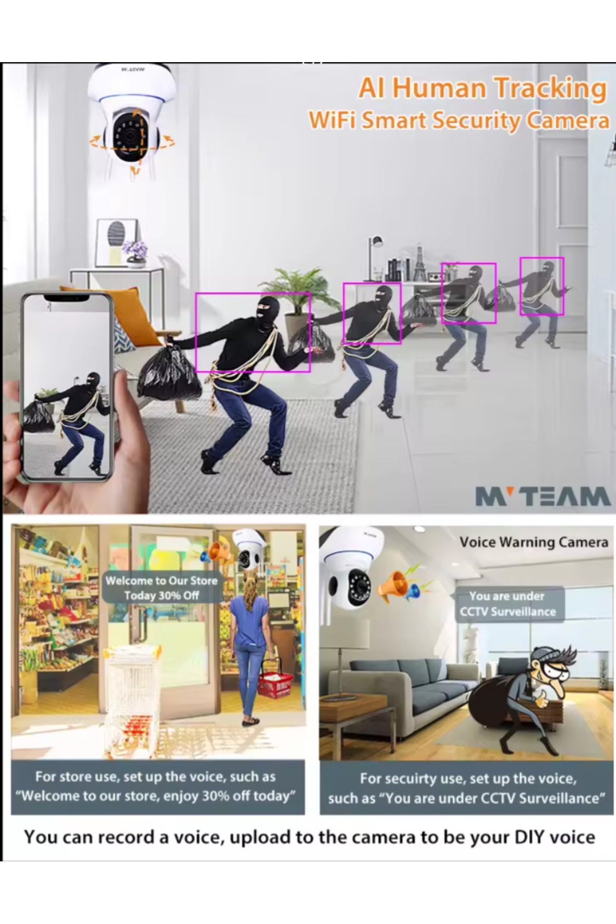 qasul Yapay Zekalı Hareket Takip Sensörlü Sesli Canlı İzlenebilen Bebek ,Bakıcı,Ev,Ofis Güvenlik Kamerası fotoğrafı 2 (önizleme)