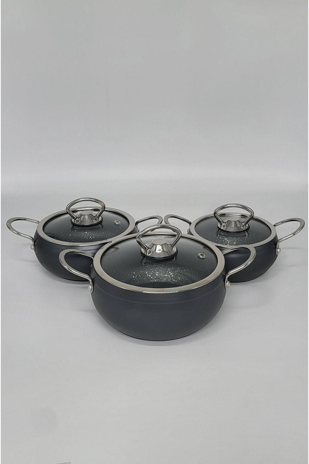 OMS-3554 - 6 قطع، جرانيت حيوي، صحي، طعام كروي صغير، طقم أواني الحساء بلون أنثراسايت 7