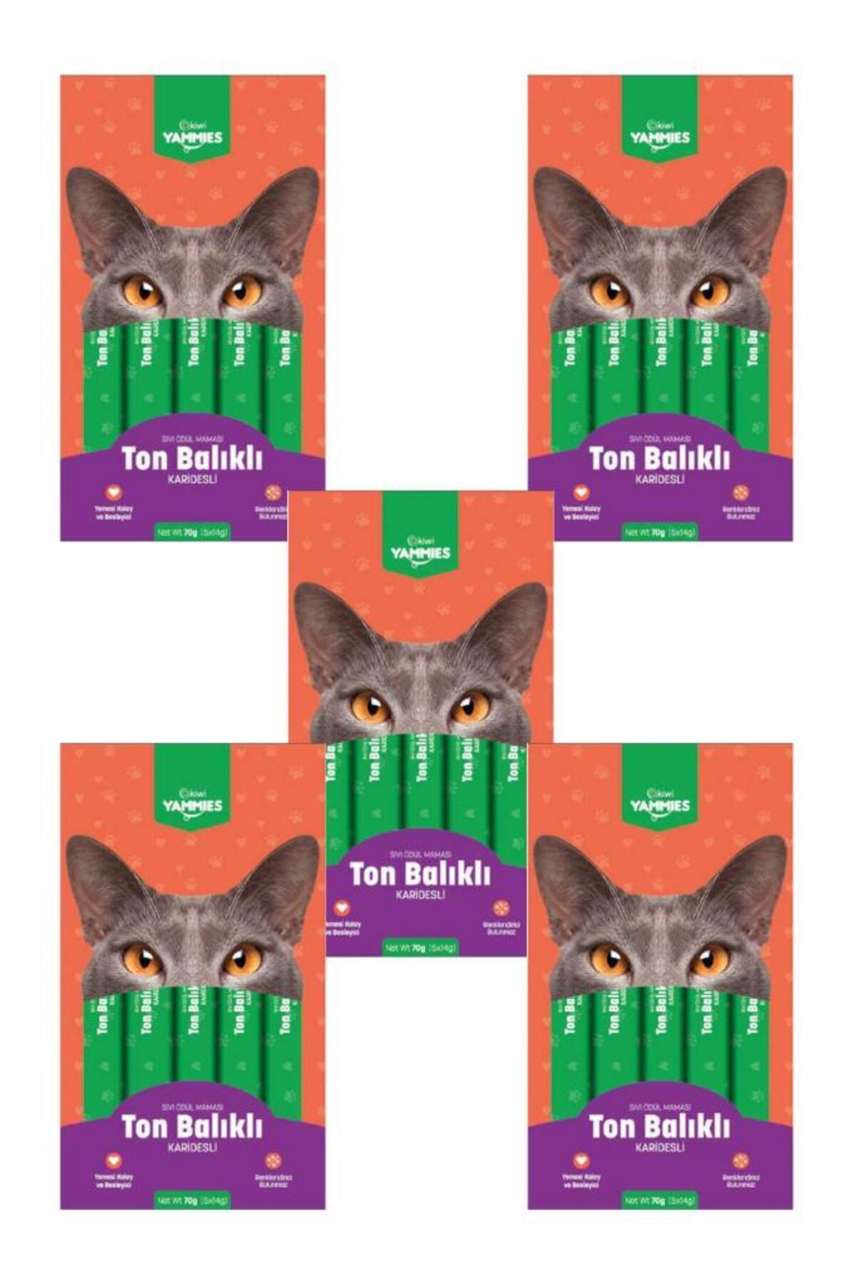 Kiwi Yammies 5x14 gr 5 Paket Ton Balıklı Karidesli Sıvı Ödül Maması