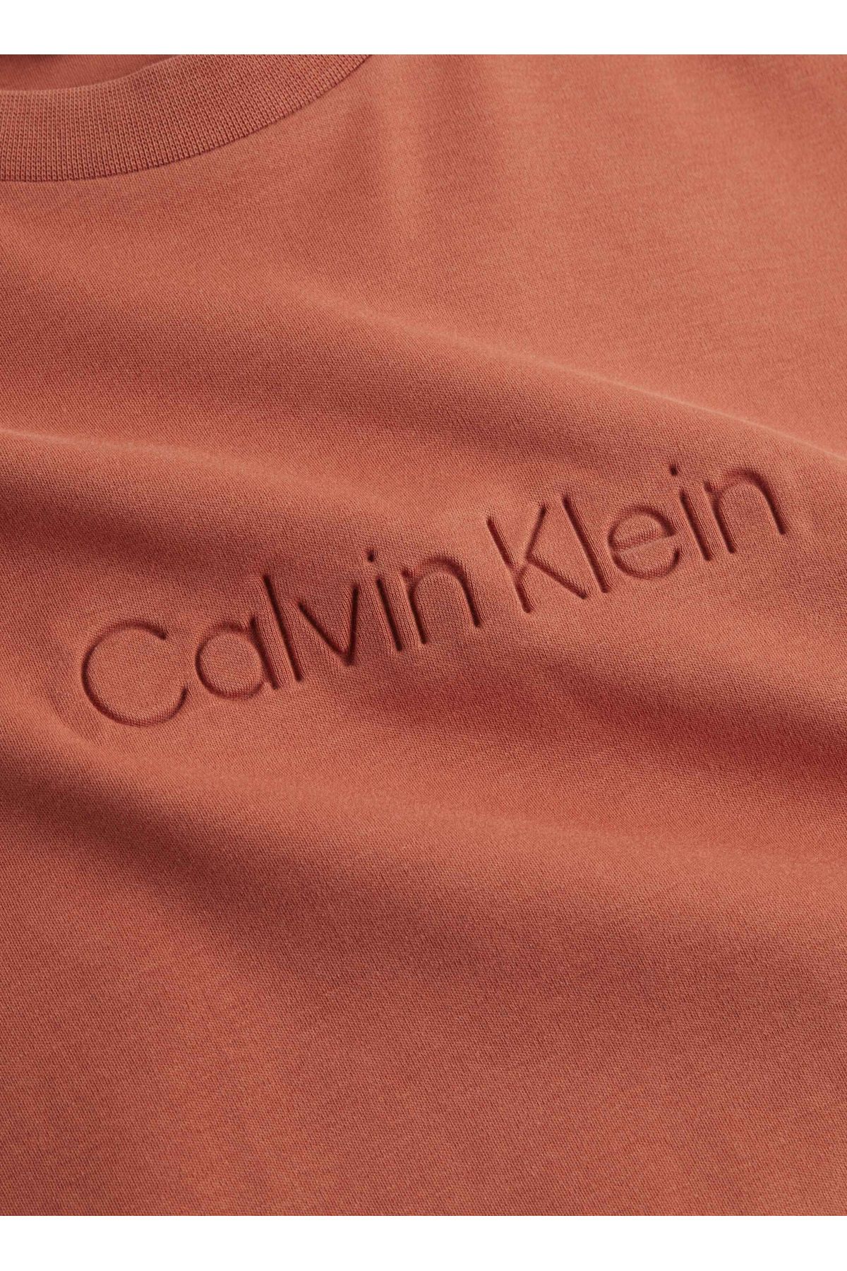 تی شرت نارنجی مردانه یقه دوچرخه K10K112747S0B Calvin Klein