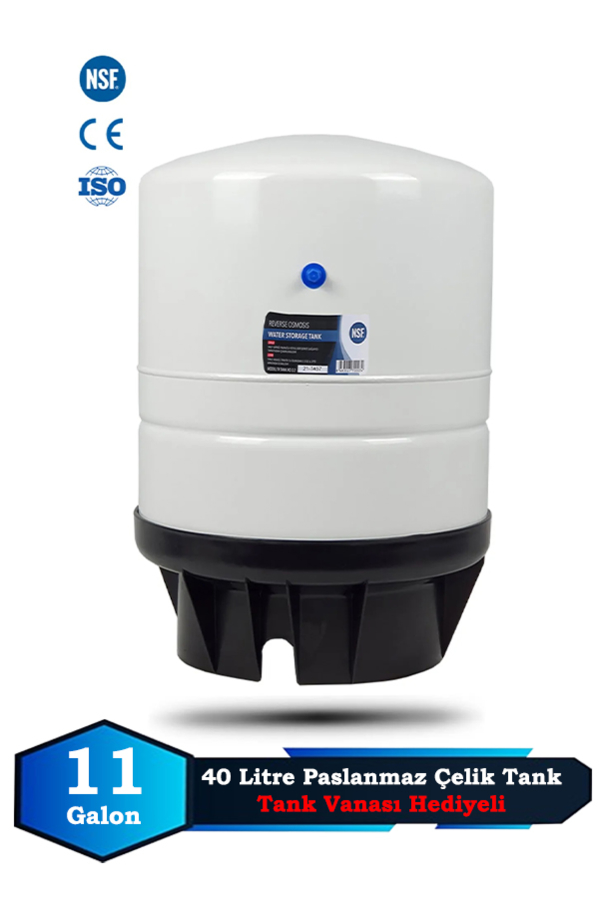 Sumarkt Su Arıtma Cihazı Metal Genleşme Su Tankı 40 Lt NSF Belgeli Su Arıtma Deposu Tank Vanası Hediyeli