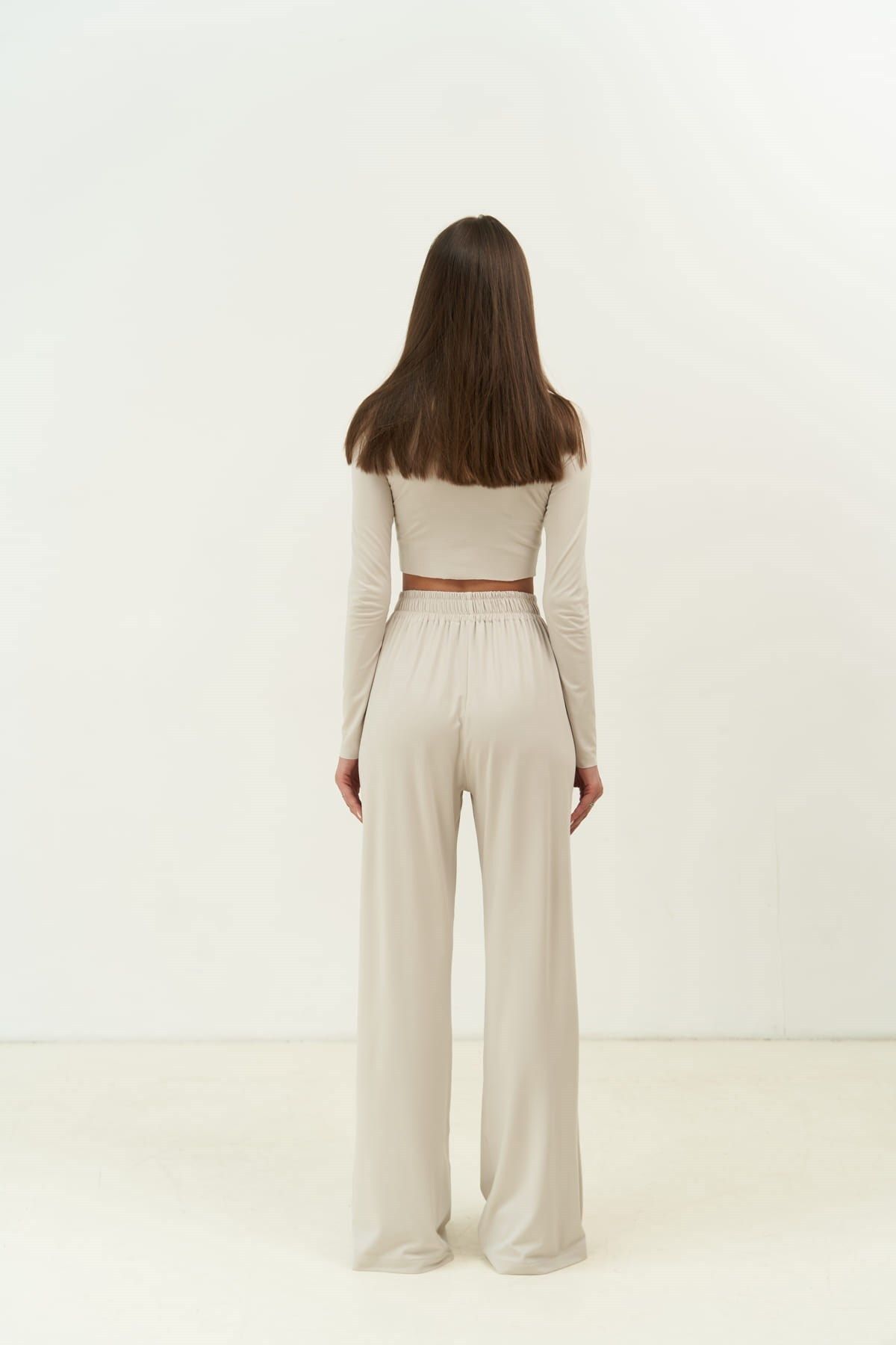 MAİ COLLECTİON-Jany Long Sleeve Stone Crop Trousers Set 4