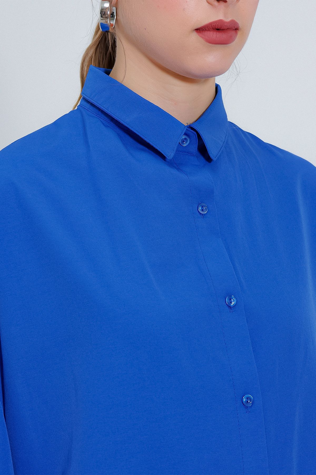 Bigdart-3900 Oversize Long Basic Shirt - B.blue 3