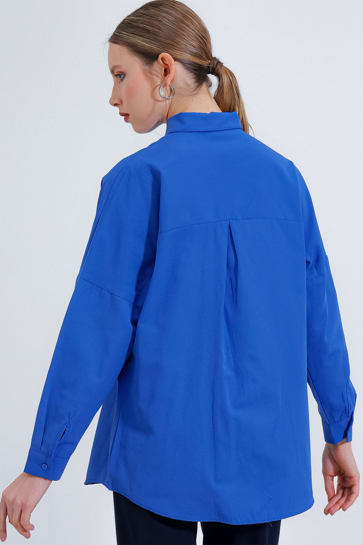 Bigdart-3900 Oversize Long Basic Shirt - B.blue 4