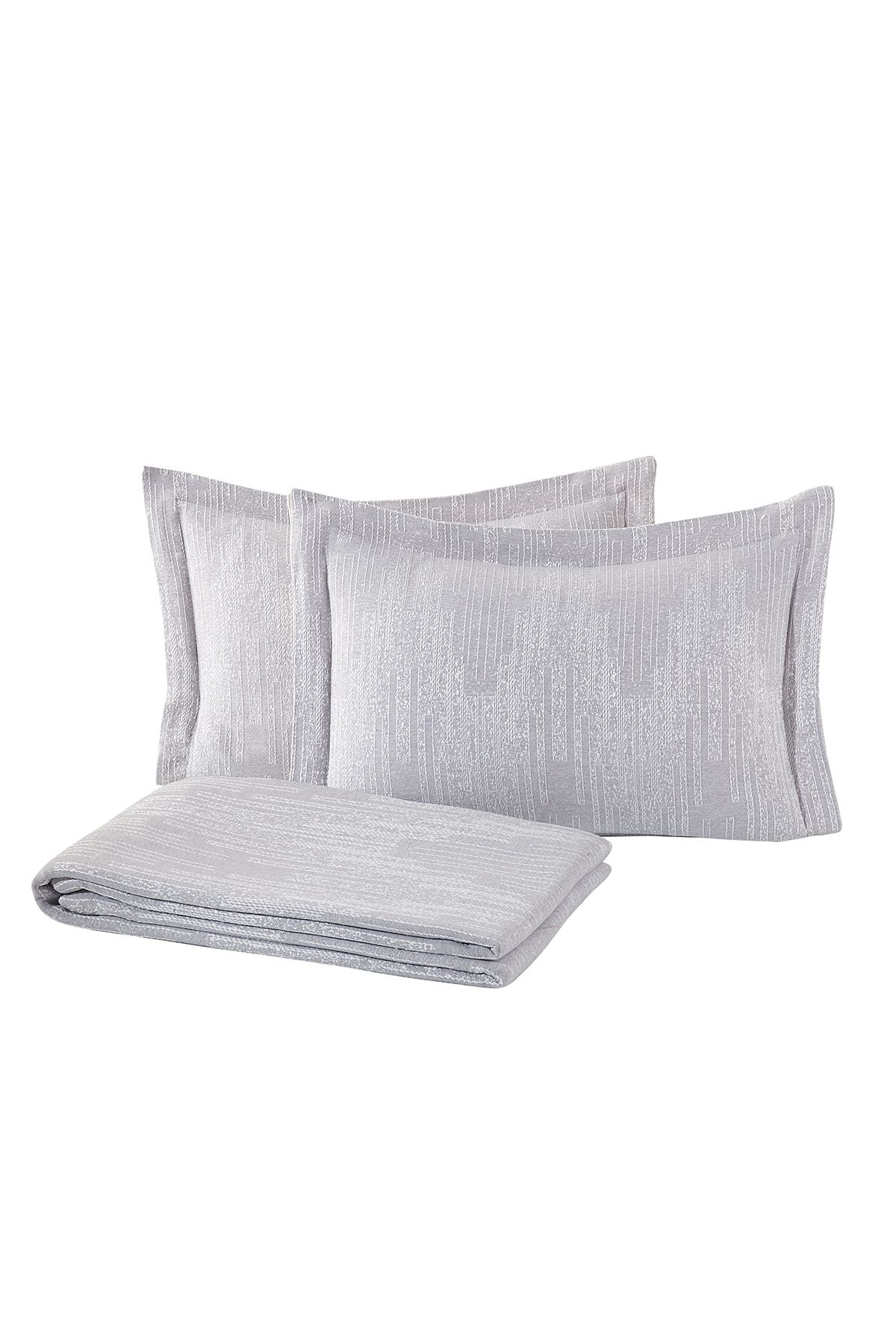 BİRHOME-Oscar Gray Double Bedspread and Pike Set 3