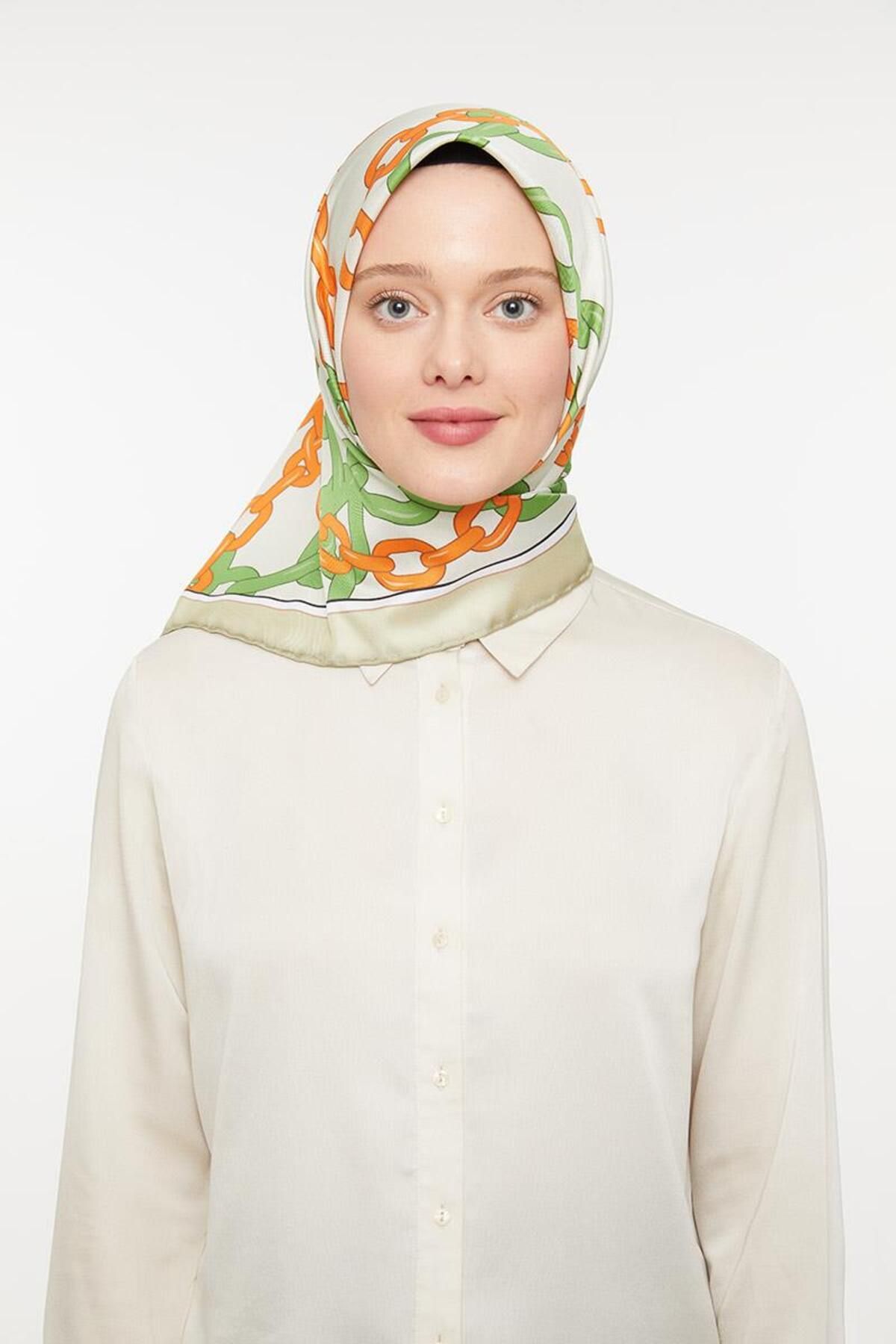 روسری سبز Twill Trend Green بادام زمینی Levidor