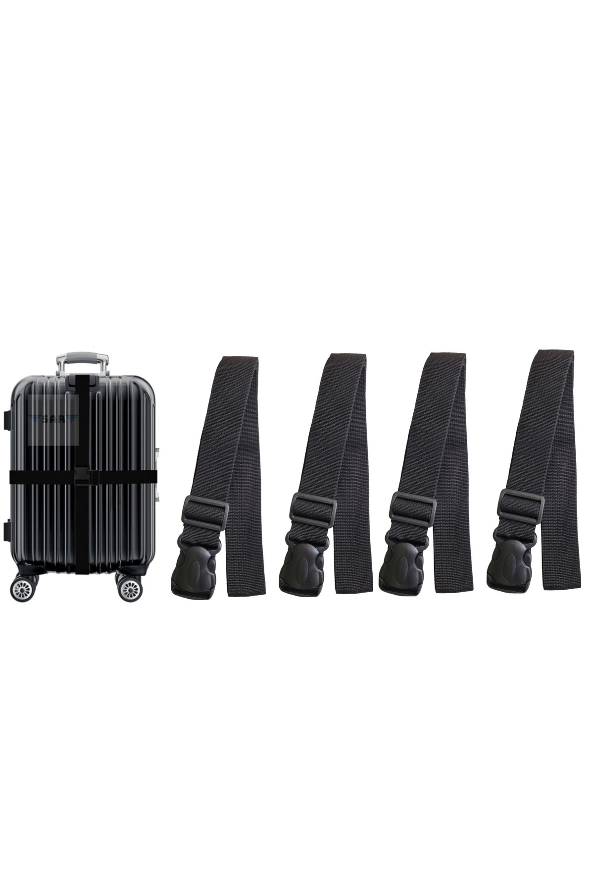 SAR 4 Adet Valiz Bavul Emniyet Kemeri Siyah