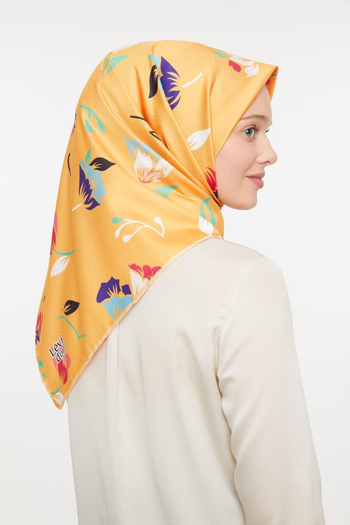 روسری زرد Twill Trend اورجینال Levidor