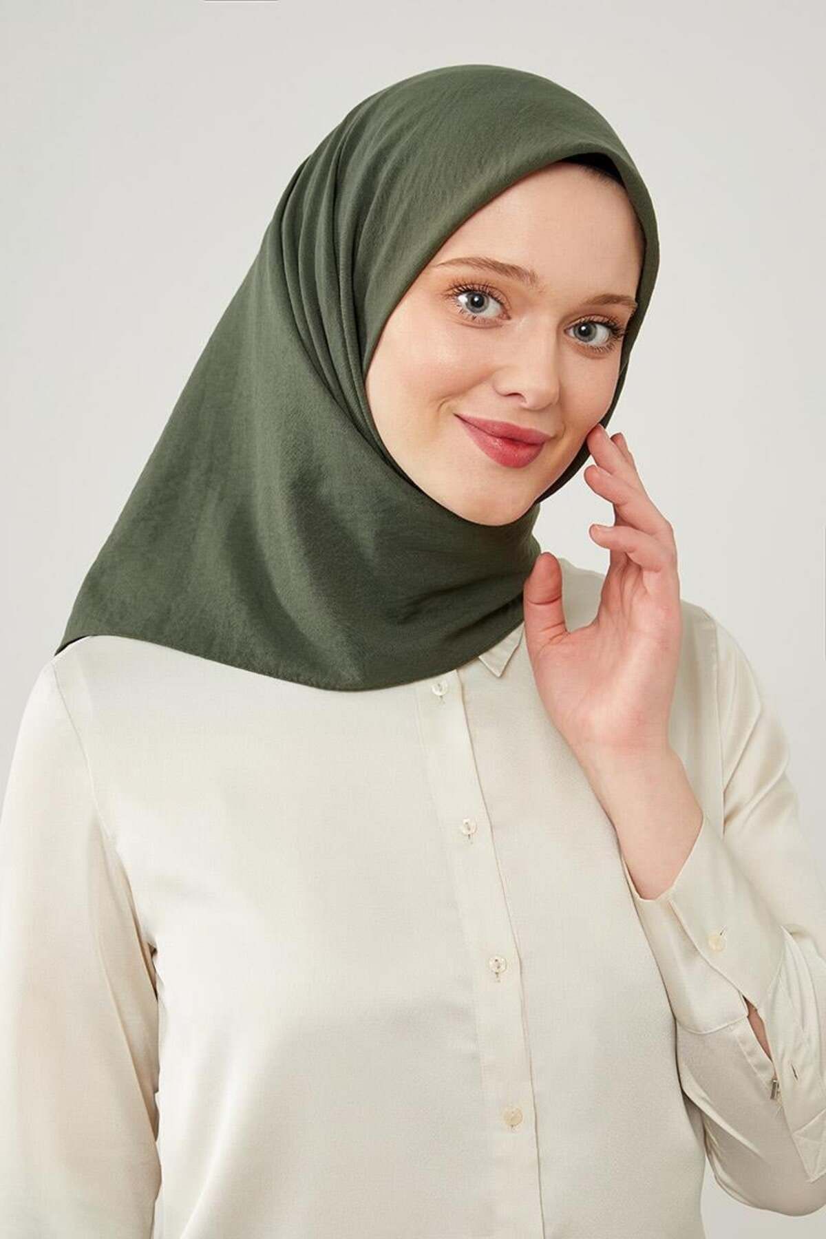 روسری سبز مربع جاز پنبه خاکی Levidor