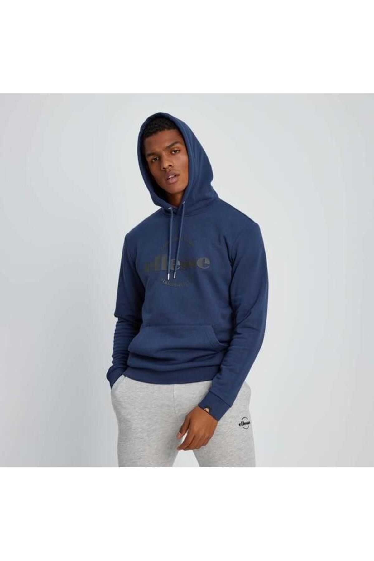 Ellesse Men s Sweatshirt Hooded Navy Blue Trendyol