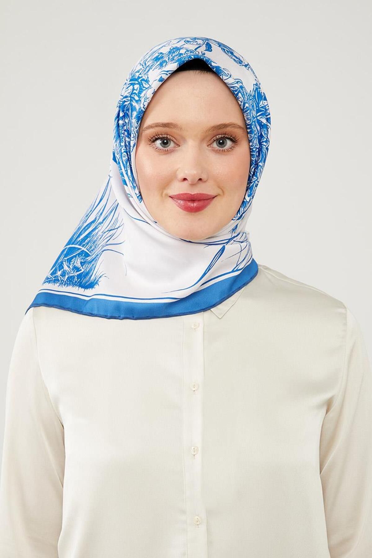 روسری آبی Twill Trend اورجینال Levidor