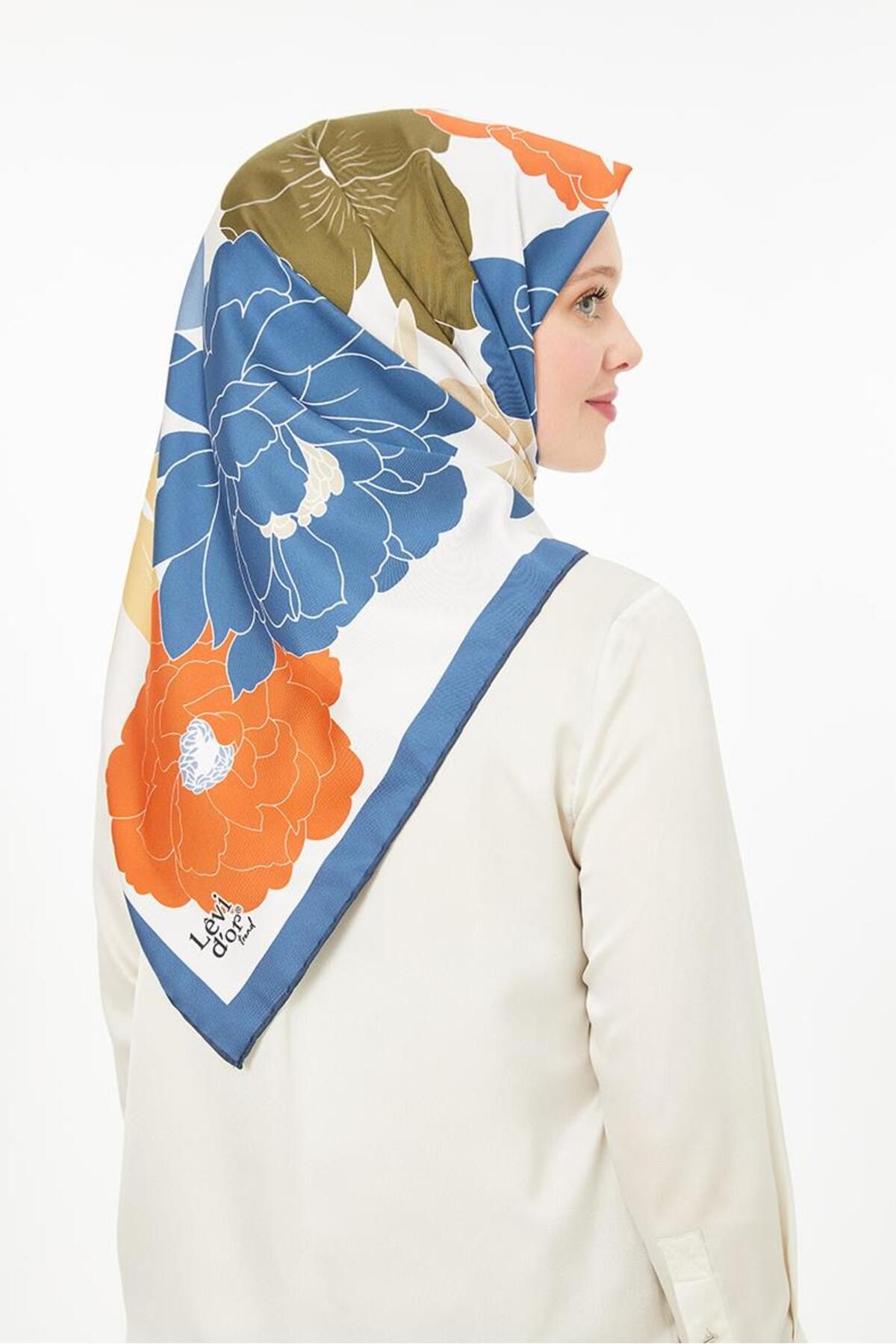 روسری آبی Twill Trend اورجینال Levidor